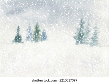 Winter background illustration. Watercolor art. Holiday greeting card template. Winter cold snowy season. Invitation banner design.  - Powered by Shutterstock