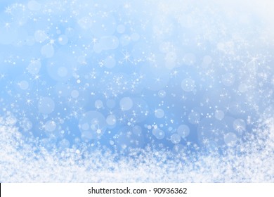 Winter Blue Sparkly Sky And Snow Background