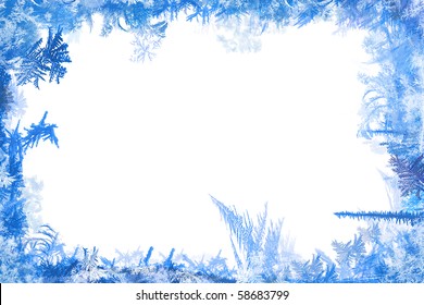 Winter Border Of Frost And Ice Illustration Shapes With White Background