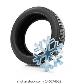 Winter Car Tire Isolated On White Background