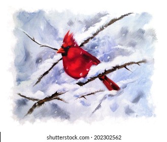 Winter Cardinal Vintage Torn Edges