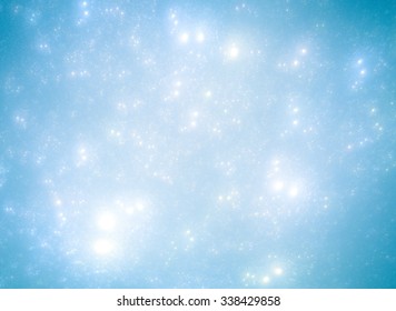 Winter charming abstract background. Bokeh light, shimmering blur spot lights on blue abstract background.