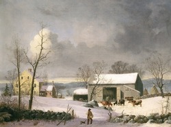 Winter In The Country, By George Henry Durrie, 1858, American Painting, Oil On Canvas. This New England Scene Was Typical Of The New Haven Artist's Work From 1854-63