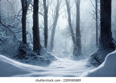 winter forest on christmas eve, digital illustration - Powered by Shutterstock