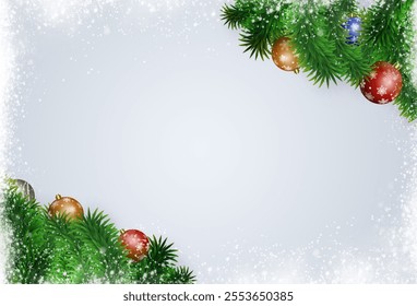 winter holiday tree and balls decoration for christmas and new year greeting cards - Powered by Shutterstock