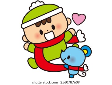 winter, january, scarf, baby, animal, best friends, mouse, zoo, heart, warm, cozy, cold, autumn - Powered by Shutterstock