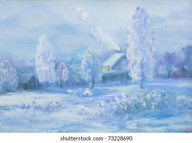  Winter Landscape With Snow, Oil Painting