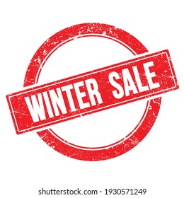 WINTER  SALE Text On Red Grungy Round Vintage Stamp.