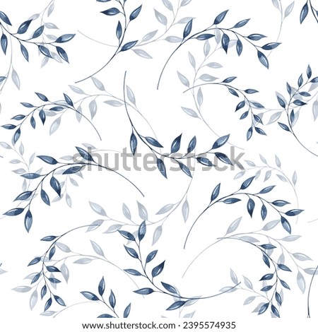 Winter seamless pattern. Holiday background. Watercolor hand drawn illustrations. Blue seamless pattern.