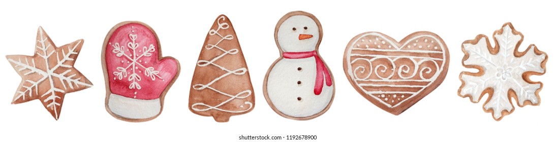 Winter Set Watercolor Cookies