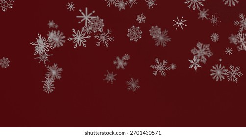 Winter snowflake background on deep red, Christmas holiday vibes