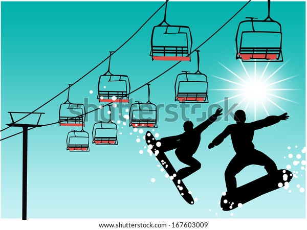 Winter sport, snowboard jump poster or flyer
background with
space