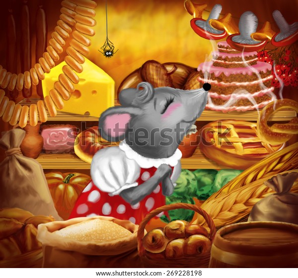 Winter Supplies Mouse Pantry Stock Illustration 269228198