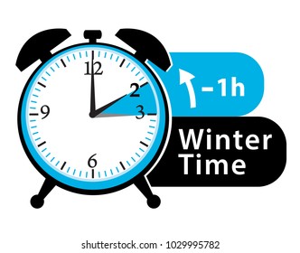 Winter Time. Daylight Saving Time. Fall Back Alarm Clock Icon. 