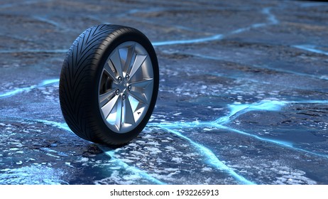 Winter tires on ice. car safety and driving concept 3d render
 - Powered by Shutterstock