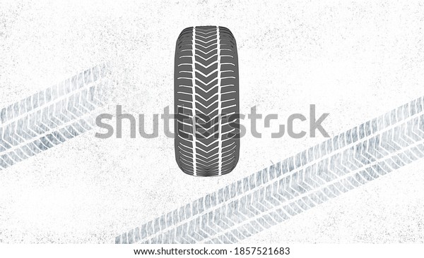 Winter Tires Tire\
tracks in the fresh\
snow