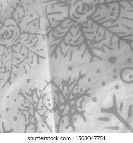 Winter Xmas Background. Silver Snowflake Sketch. Metal Hand Drawn Winter Pattern. Silver Snowflake Border. Black Snow Christmas Lights. 