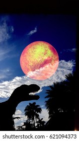 Dinosaurs were Wiped Out By An asteroid strike  3D Illustration