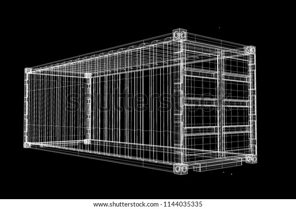 Download Wire Frame 3d Model Cargo Container Stock Illustration 1144035335