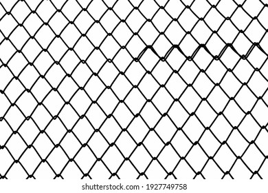 wire mesh of fence isolated on white background
