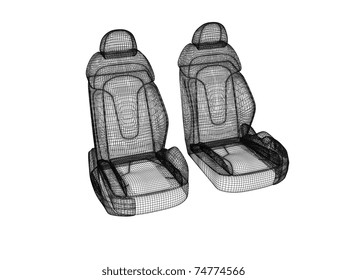 Wire Model Of Two Car Seats