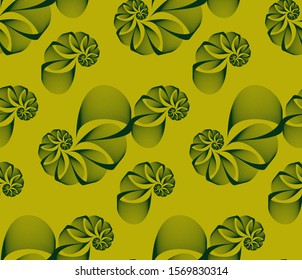 Wired Nautilus Wallpaper Seamless Pattern In Green Shades