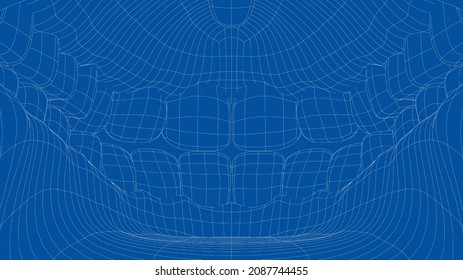 Wire-frame 3D Teeth Close Up. Inside Mouth. 3d Illustration