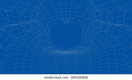 Wire-frame 3D Teeth Close Up. Inside Mouth. 3d Illustration