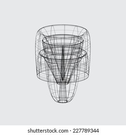 A Wireframe design isolated on a grey background