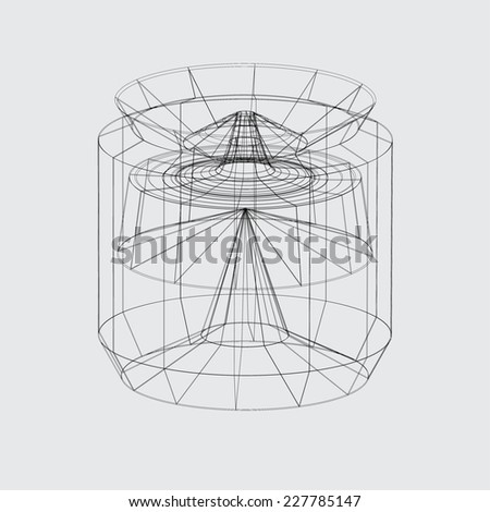 A Wireframe design isolated on a grey background