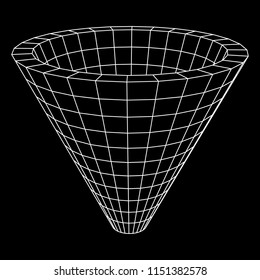 Wireframe Mesh Funnel. Connection Structure. Big Data Visualization Concept. 3d render Illustration.