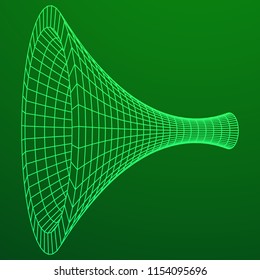 Wireframe Mesh Funnel. Connection Structure. Big Data Visualization Concept. 3d render Illustration.