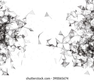 Wireframe mesh polygonal background. Abstract form with connected lines and dots. Low poly background.