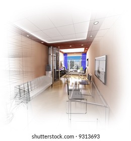 Wireframe  office 3d