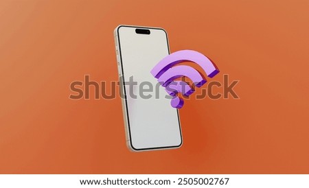 Wireless connection sharing network illustration. 3d render illustration wifi icon mobile. Wireless symbol on mobile phone.