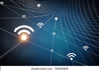 Wireless Network Abstraction 3D Rendering 3D Illustration