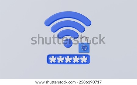 Wireless network password protection with padlock and passcode icon, Security protection privacy password secure personal concept