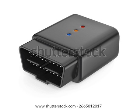 Wireless OBD2 car diagnostic device on white background. 3D illustration