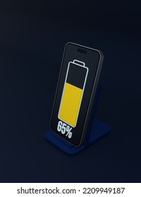 Wireless Smartphone Battery Charging Percentage Indicator Symbol 3D Illustration