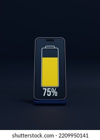 Wireless Smartphone Battery Charging Percentage Indicator Symbol 3D Illustration