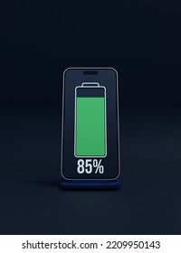 Wireless Smartphone Battery Charging Percentage Indicator Symbol 3D Illustration