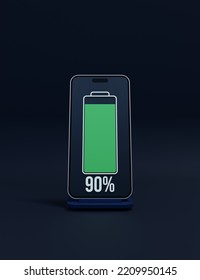 Wireless Smartphone Battery Charging Percentage Indicator Symbol 3D Illustration