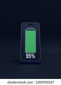 Wireless Smartphone Battery Charging Percentage Indicator Symbol 3D Illustration