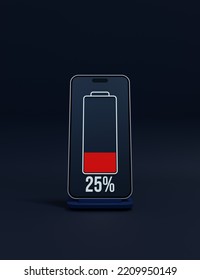 Wireless Smartphone Battery Charging Percentage Indicator Symbol 3D Illustration