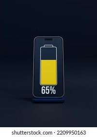 Wireless Smartphone Battery Charging Percentage Indicator Symbol 3D Illustration