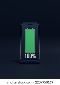 Wireless Smartphone Battery Charging Percentage Indicator Symbol 3D Illustration