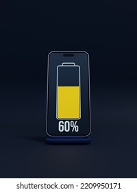 Wireless Smartphone Battery Charging Percentage Indicator Symbol 3D Illustration