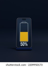 Wireless Smartphone Battery Charging Percentage Indicator Symbol 3D Illustration