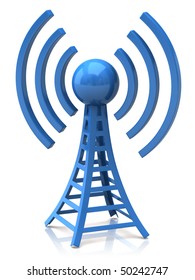 Wireless Tower With Radio Waves