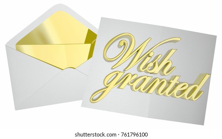 Wish Granted Dream Fulfilled Envelope Letter 3d Illustration